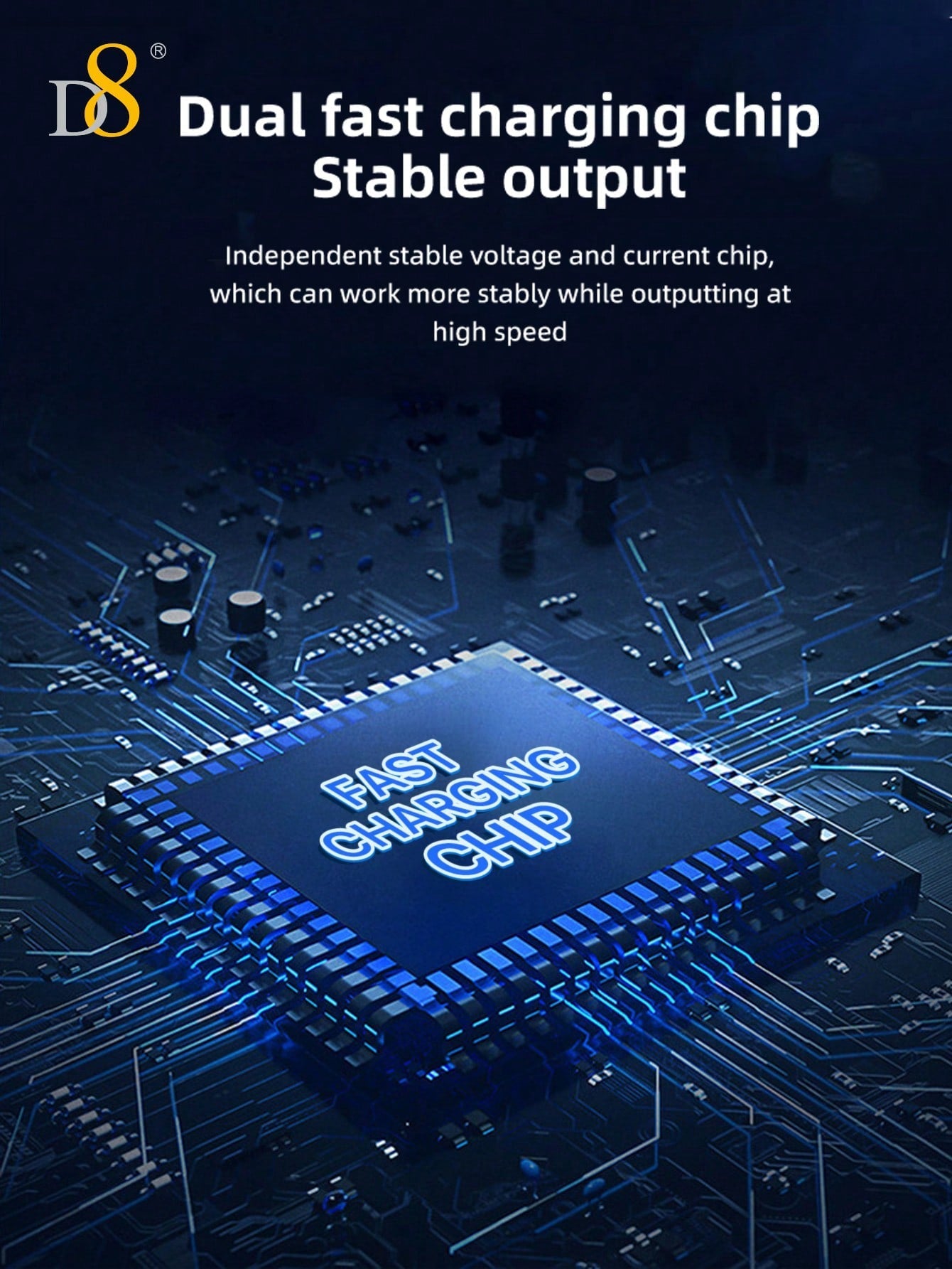 D8 Crystal USB-C Charger, 20W Dual Port, Fast Charge for iPhone 16/15