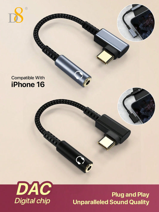 D8 USB-C to 3.5mm Adapter, Aux Audio Dongle for Smartphones & Tablets