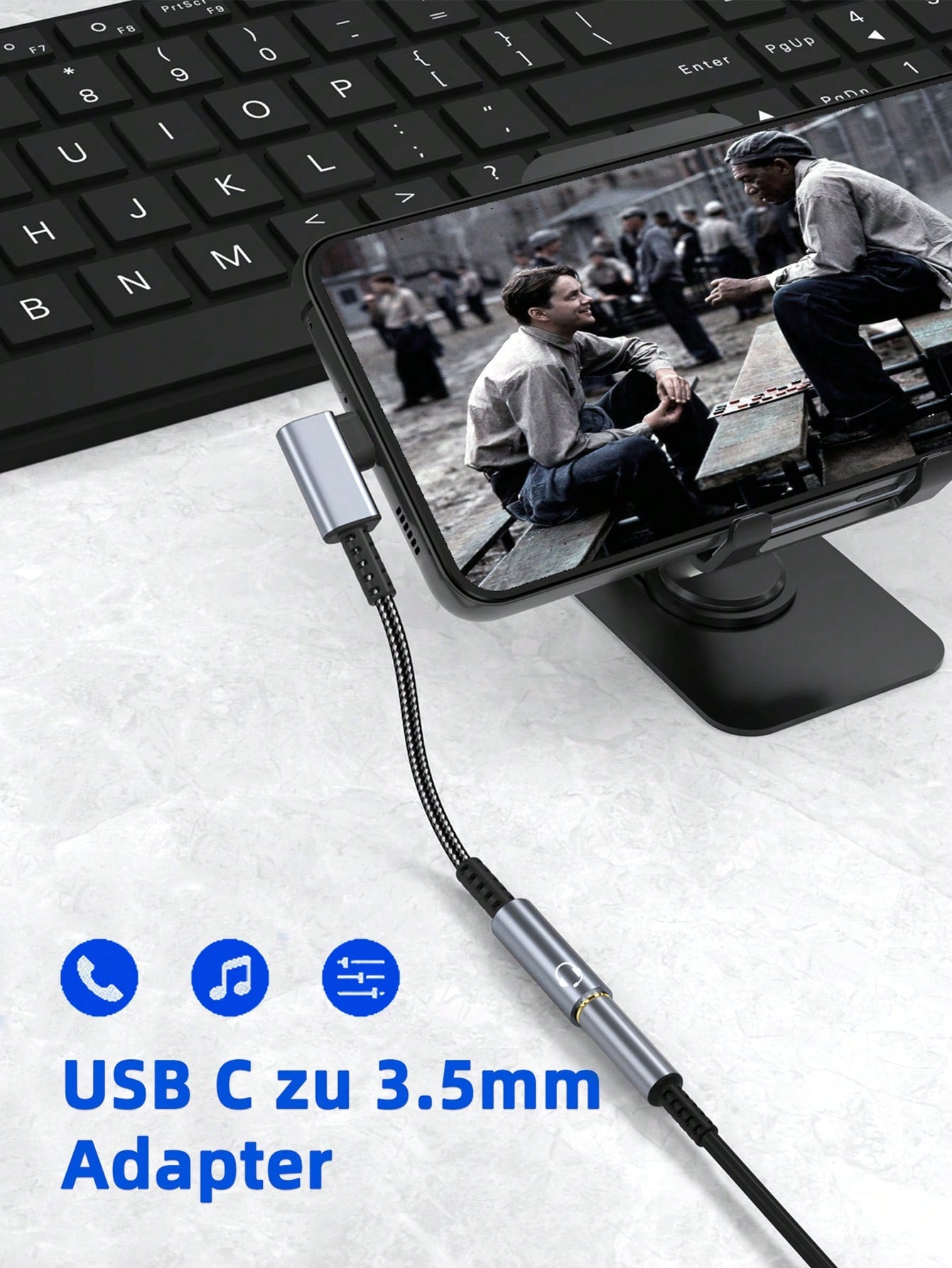 D8 USB-C to 3.5mm Adapter, Aux Audio Dongle for Smartphones & Tablets