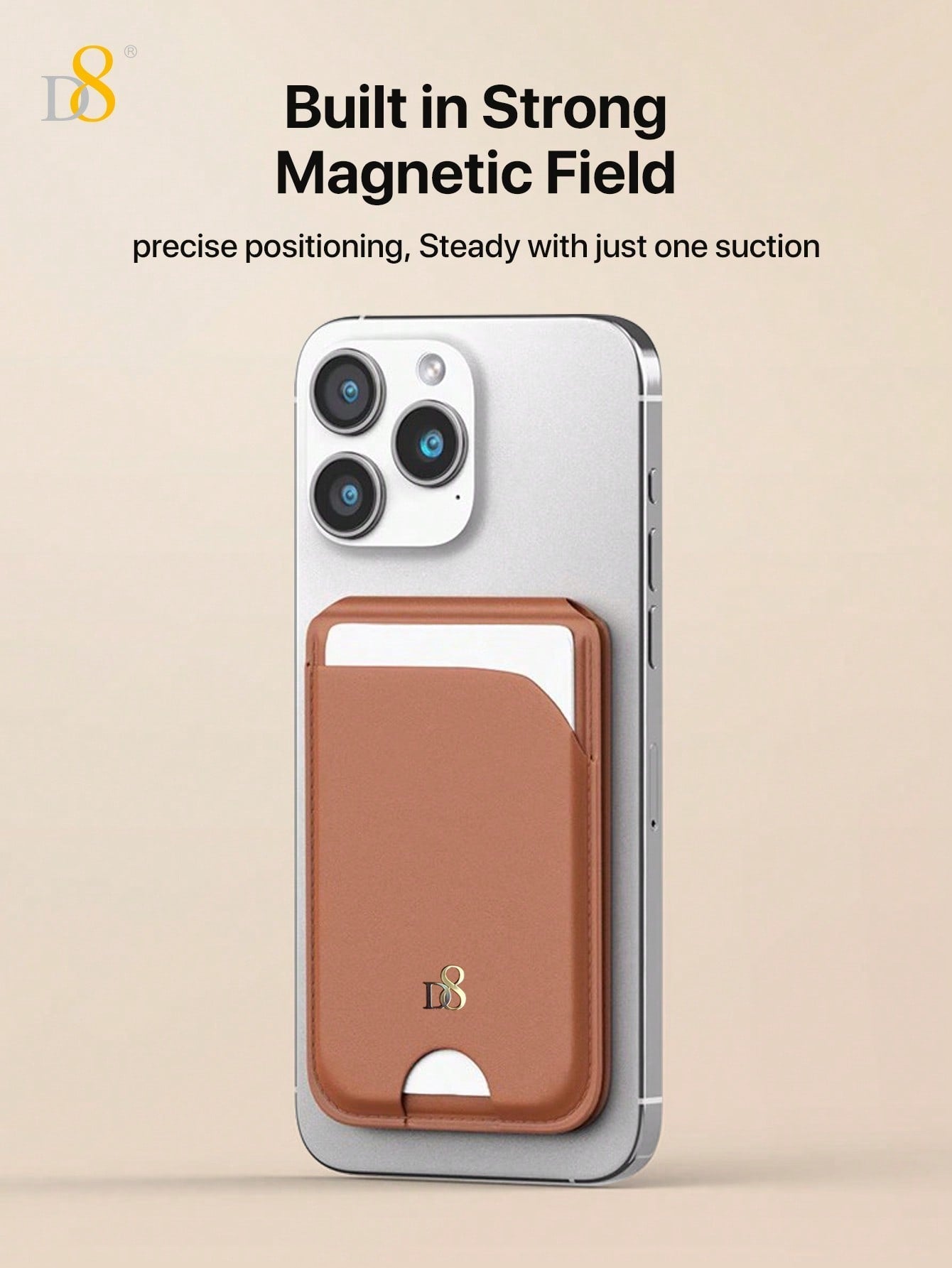 D8 Magnetic Card Wallet Holder For [Lightweight Slim] Improved Phone Wallet Stand, Built In Strong Magnet, Satechi Magnetic Wallet Stand, MagSafe Compatible With 16Pro Max/15/ 14 Plus/13/12 / 12 Pro Series, Adjustable Bracket