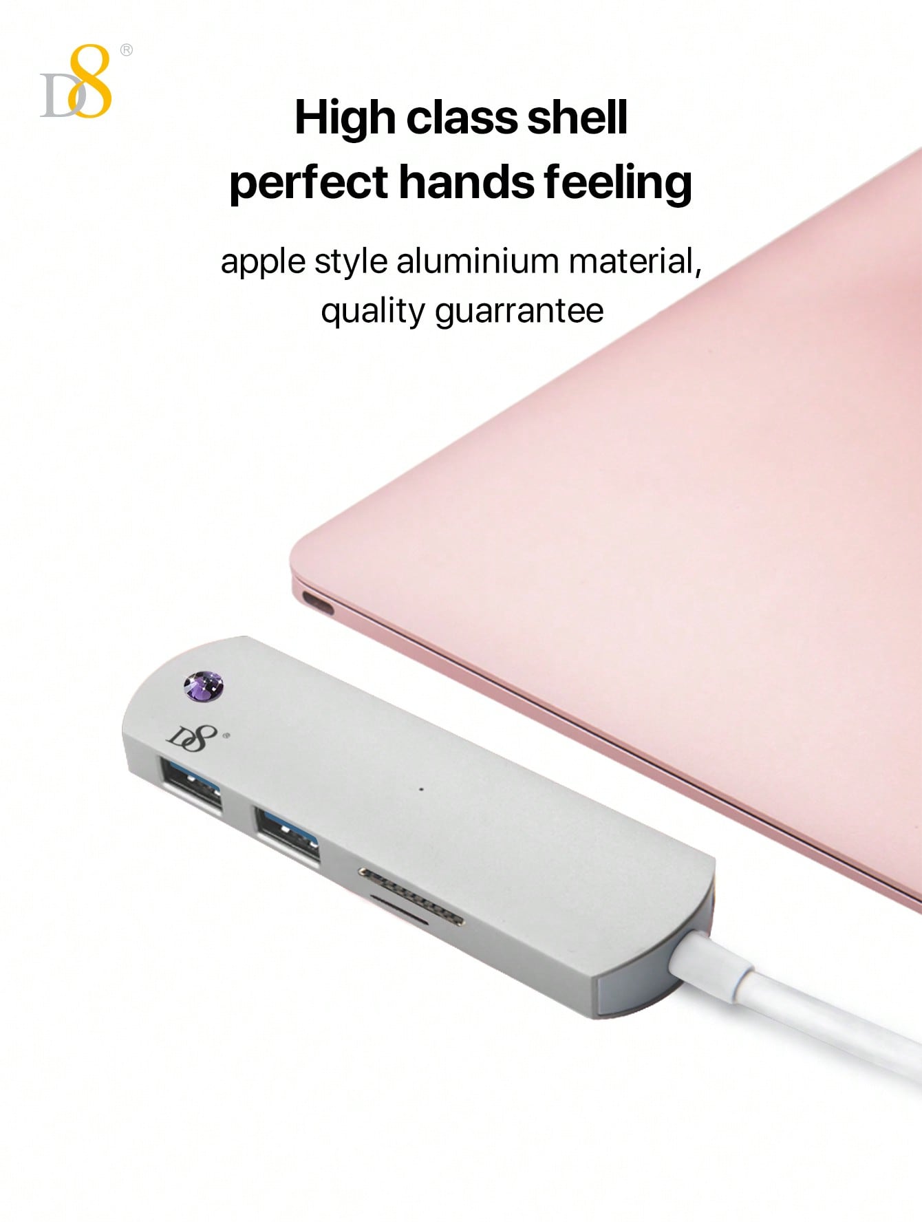 D8 4 In 1 USB C Hub Multiport Adapter With USB-C And 2 USB A 3.0 5Gbps, SD/TF Card Reader, Aluminum USB C To USB Hub For I Phone 16/15 Series, Pro 2021/2019/2018,Chromebook Pixel Matebook Ulti USB Port Hub For Windows, Ipad Pro, Chromebook