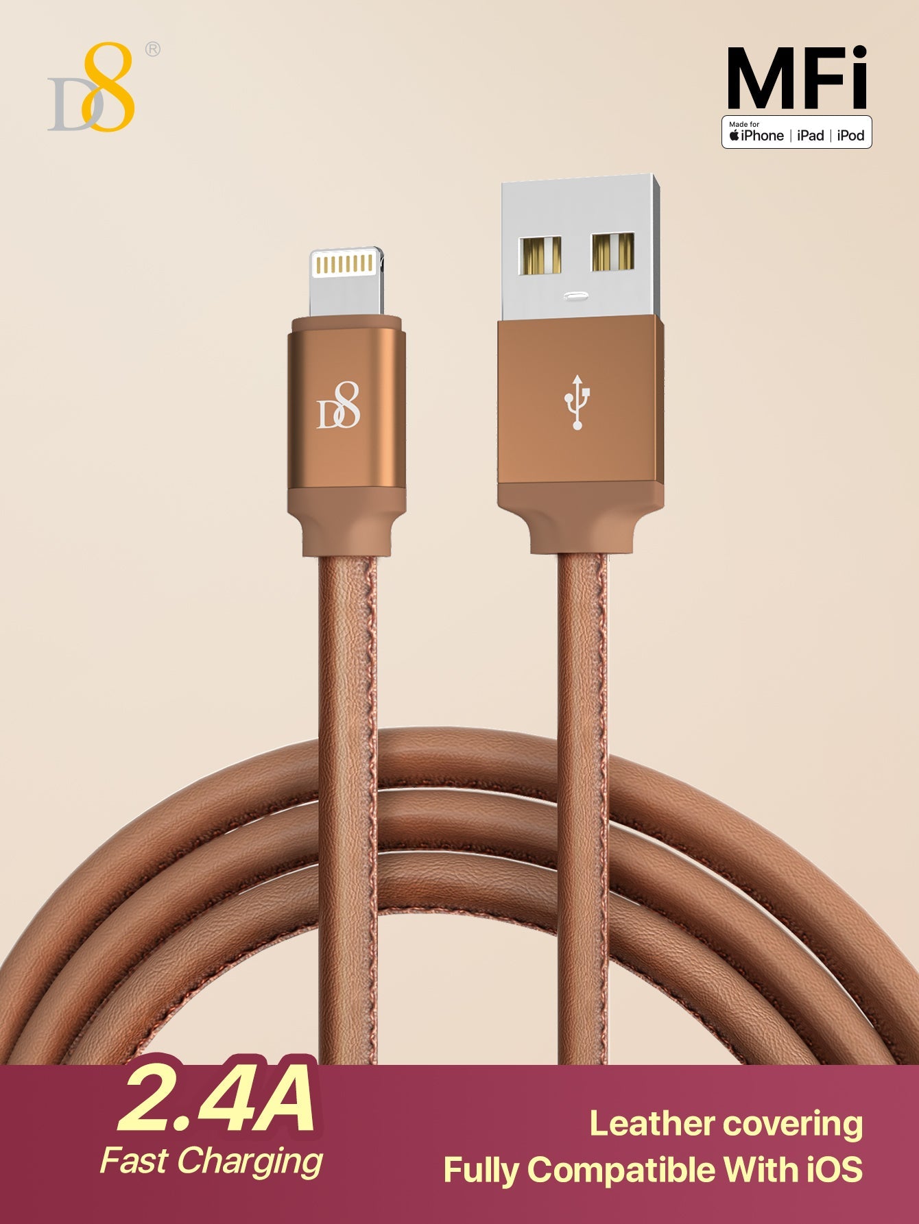 PU Wrapped Lightning Power & Sync Cable | Mobile Accessories - Dynamic8