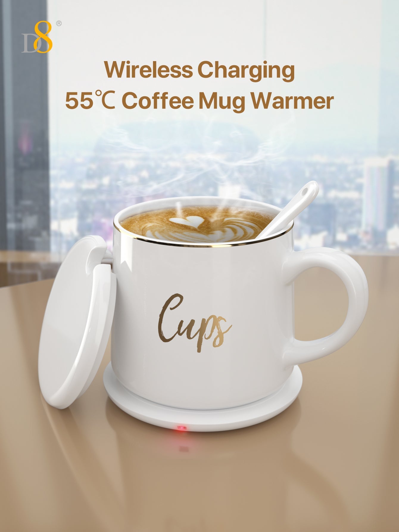 Dynamic8 Wireless Charging 55℃ Thermostatic Coffee Mug - PC Material