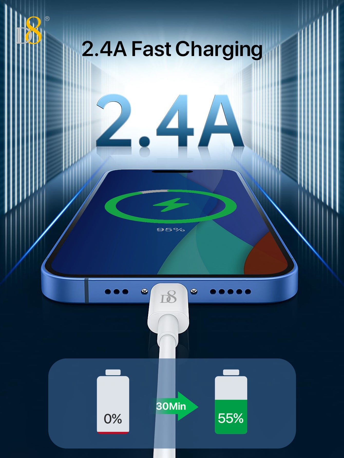 D8 MFi Lightning Power & Sync Cable | Mobile Accessories - Dynamic8