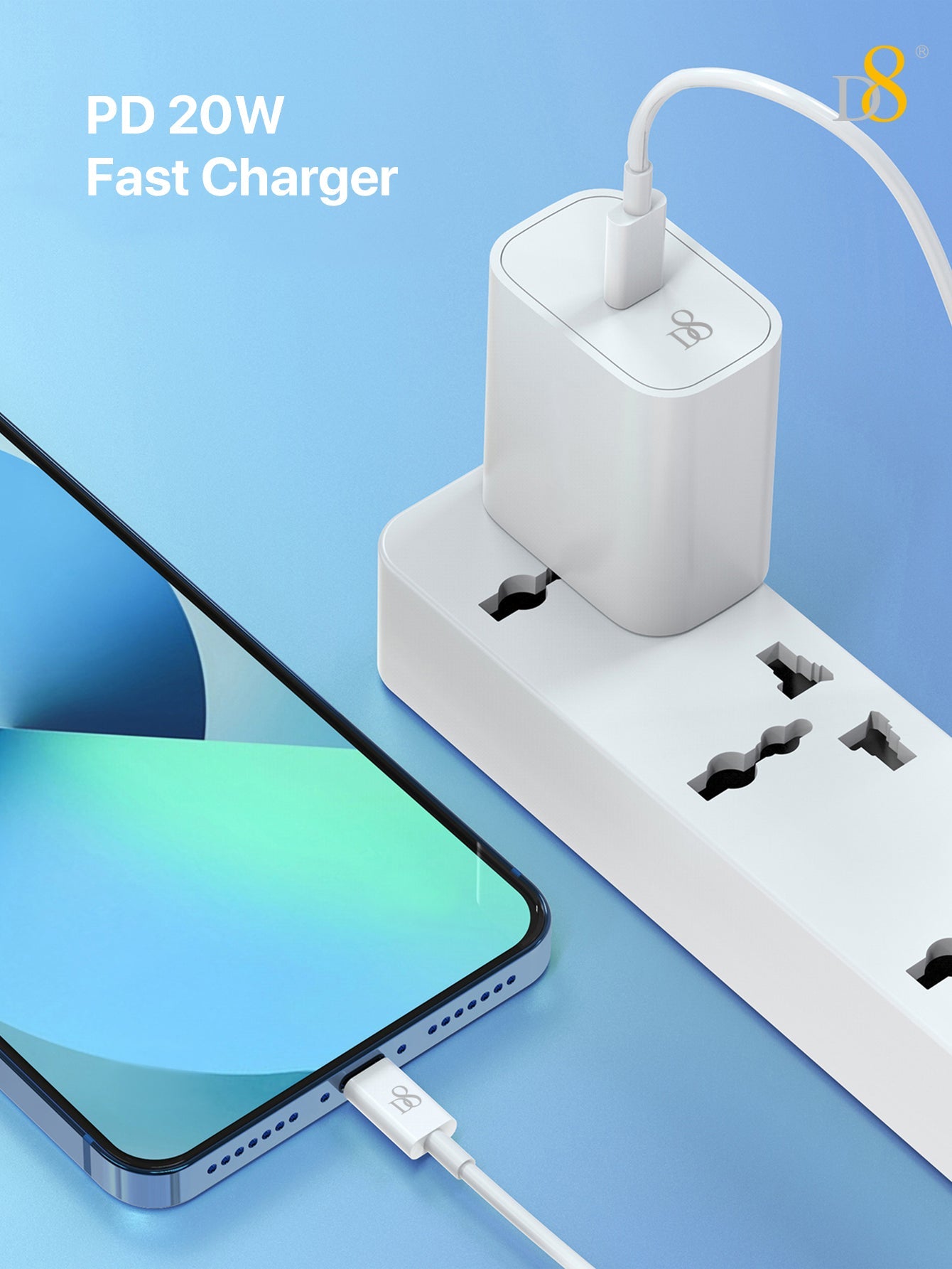 D8 PD 20W fast charging Type-C single port wall charger USA standard plug