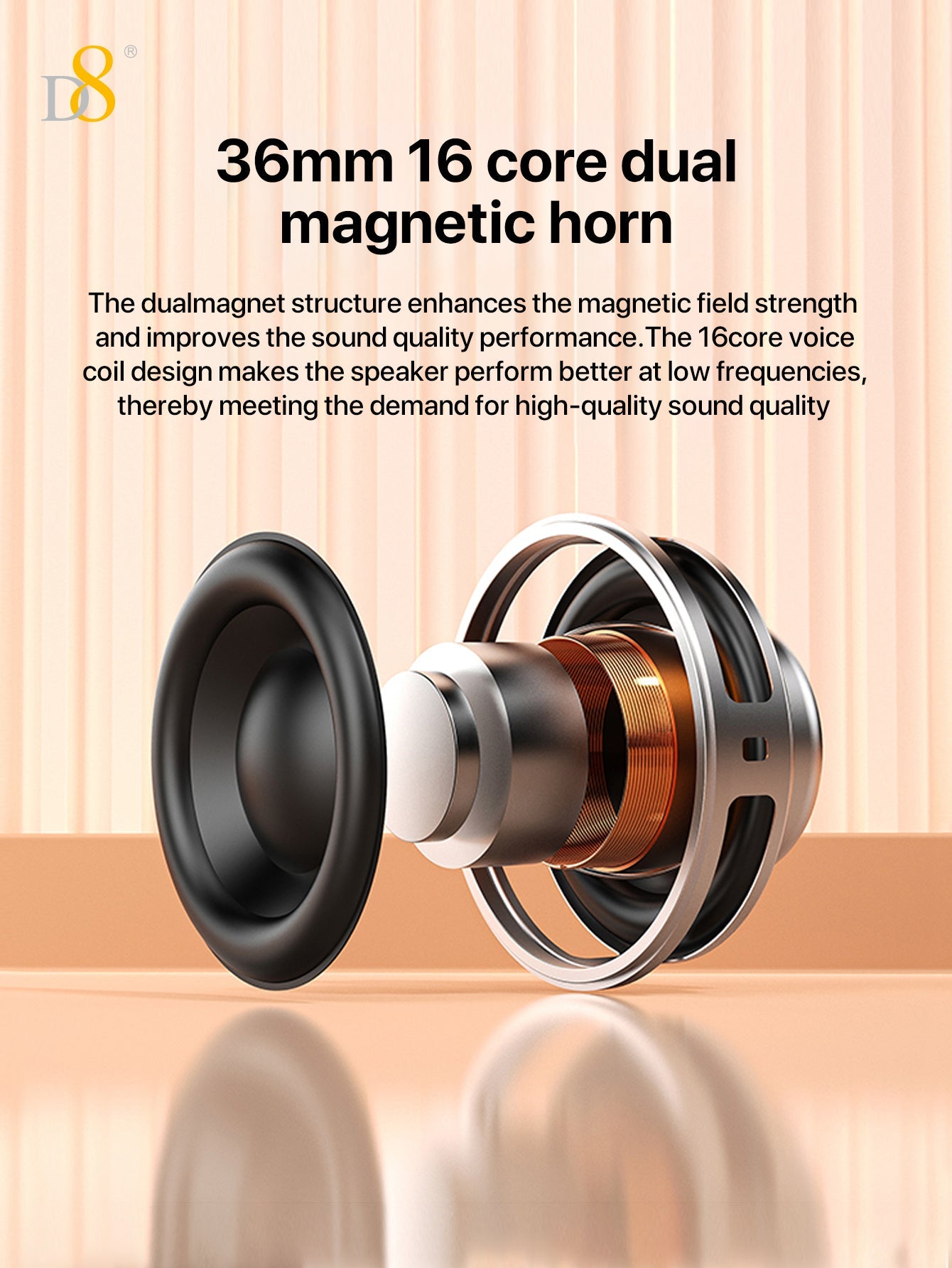 D8 Wireless Induction Magnetic Bluetooth Speaker, Portable Mini Bluetooth Loudspeaker with Bass Diaphragm, 5W Internal-Magnet, 10H Playtime, RGB Light, Including Magnetic Ring and Lanyard, Silicone folding air cabinInnovative folding airbag structure