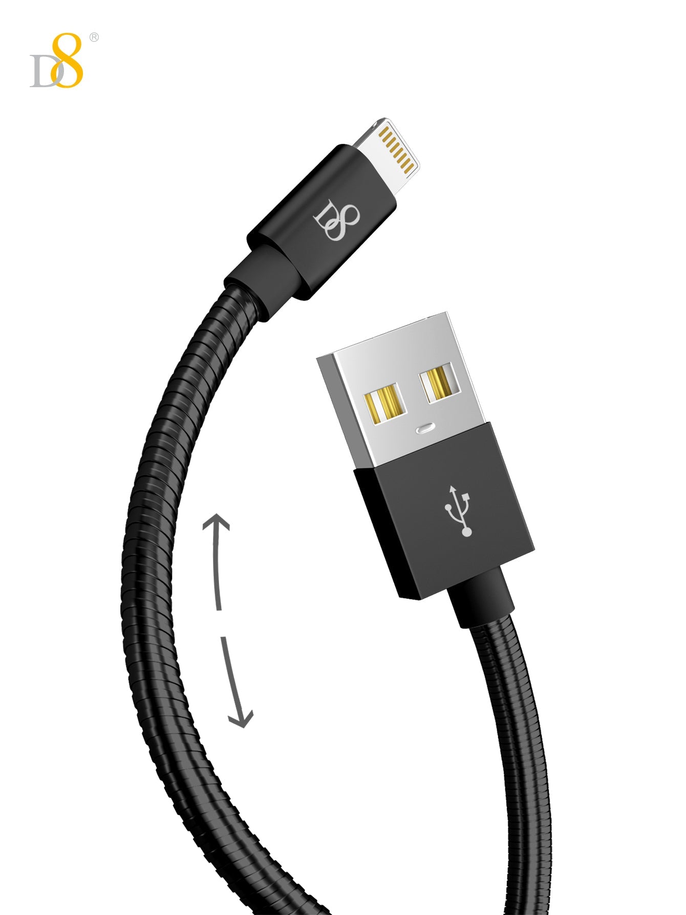 Stainless Jacket MFi Lightning to USB Charging Cable | Dynamic8