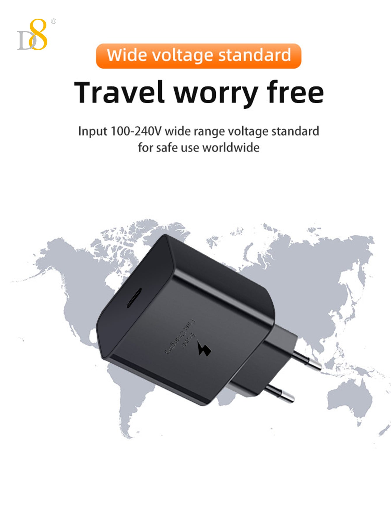 D8 45W USB-C Charger, Fast Charging for iPhone 15/MacBook/iPad/Samsung