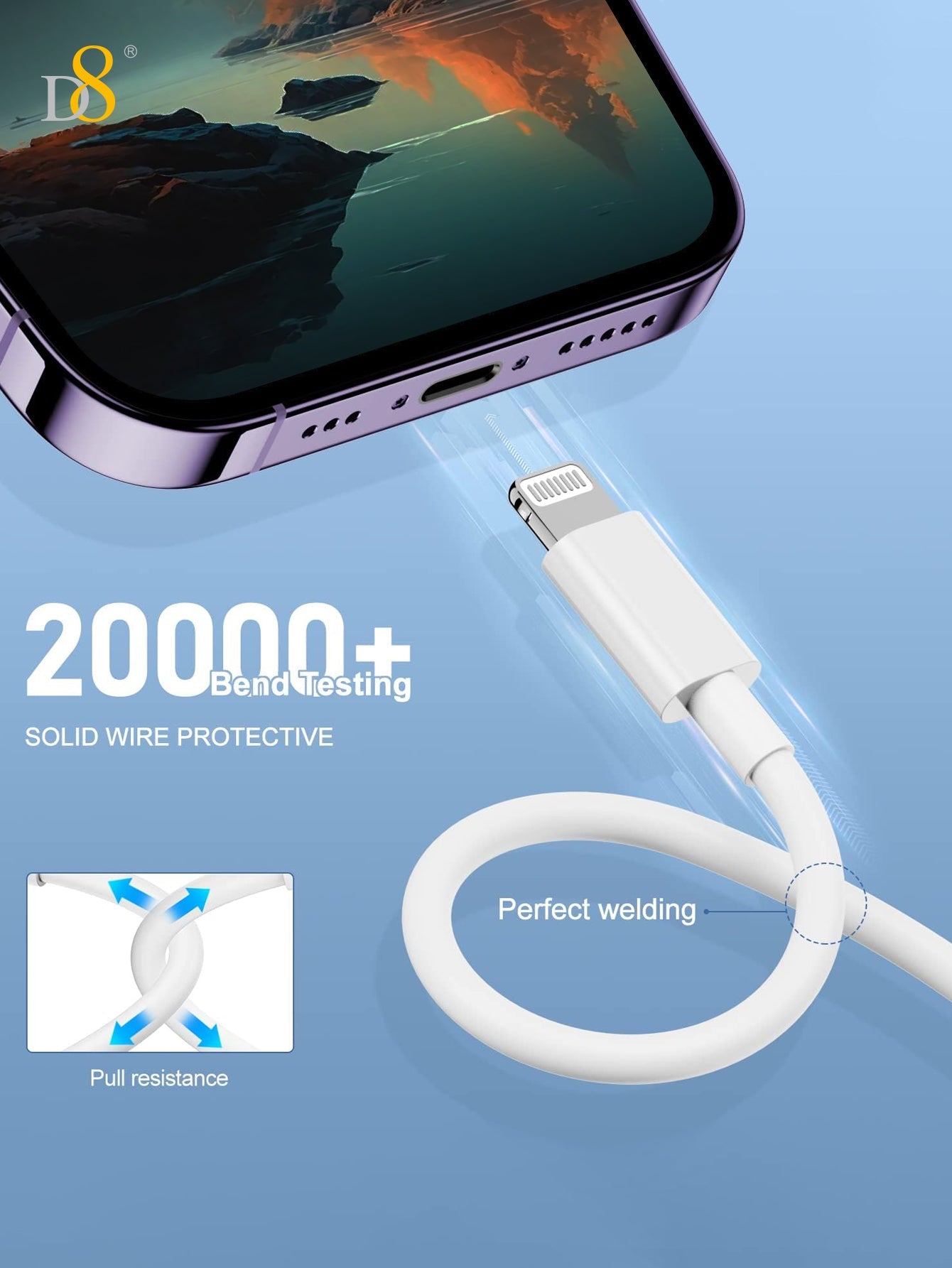 D8 MFi Lightning Power & Sync Cable | Mobile Accessories - Dynamic8