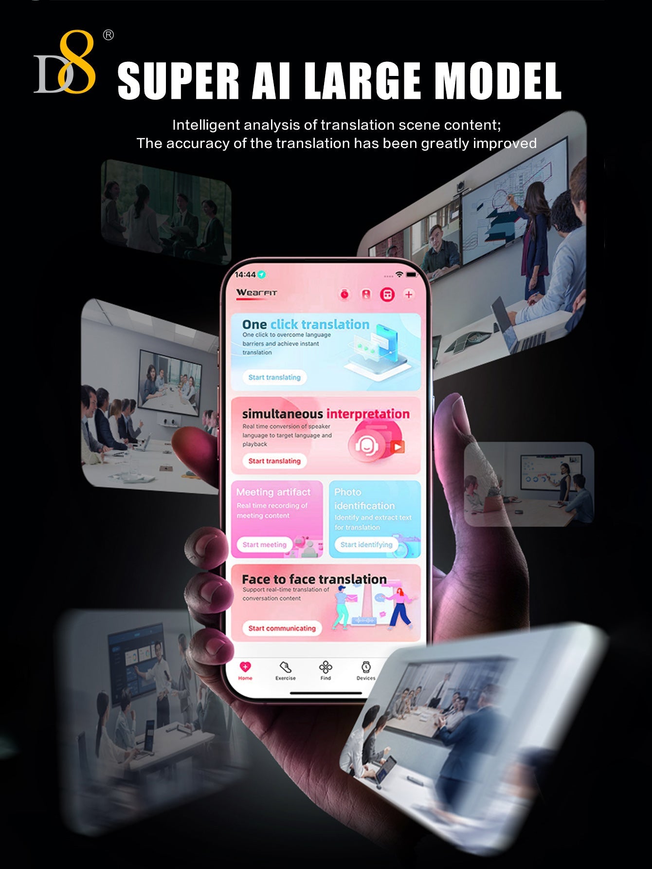 D8  AI Translator Recorder,Al Large Model |Conference Artifact | chat the World| Automatically recognize filled text Language Translator Device with APP Control, 50+ Languages Chat aroundtheworld and communicate worry-free ,NO FEE for Translate & Audio Tr