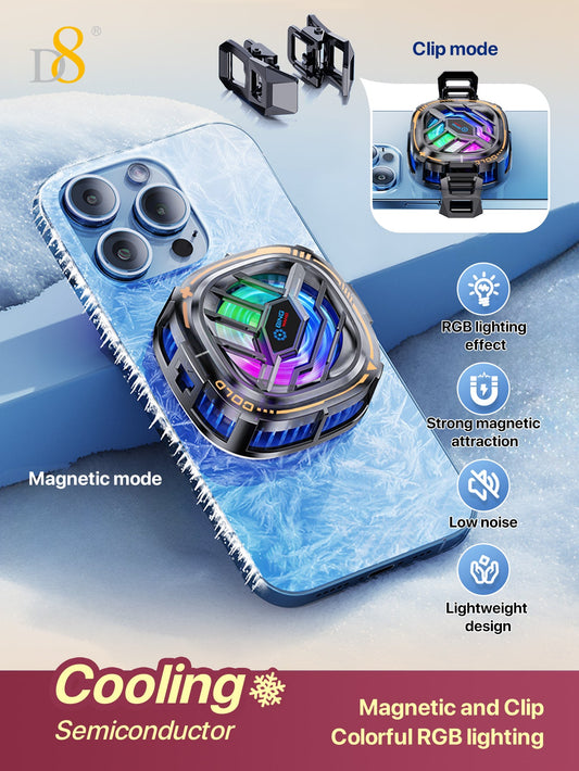 D8 Phone Cooler, Dual Semiconductor, 6-8cm Phones, Live Streaming & Gaming