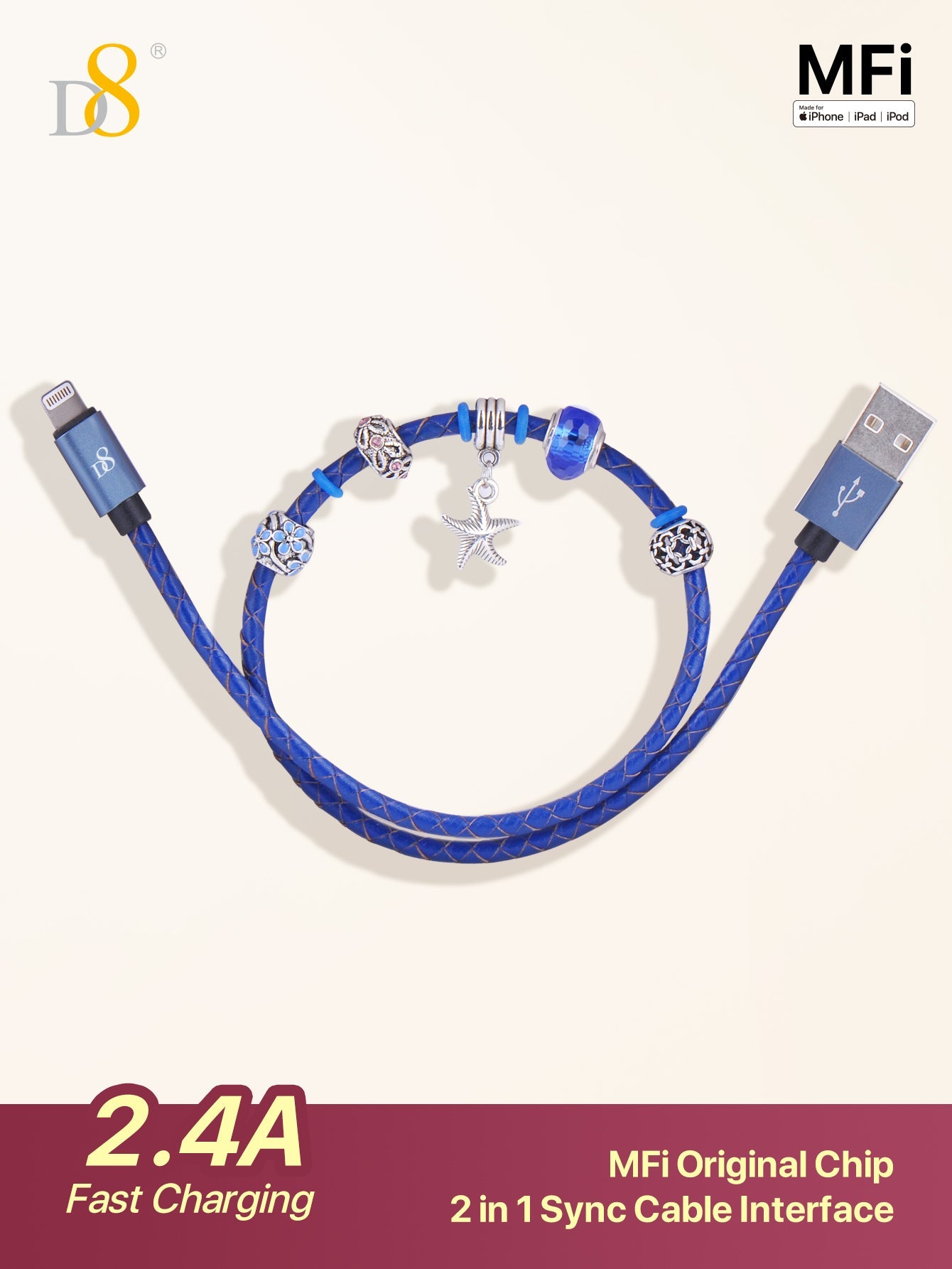Phoenix Genuine Leather USB to Lightning MFi Cable - Dynamic8